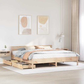 Estructura de cama sin colchón madera maciza de pino 160x200