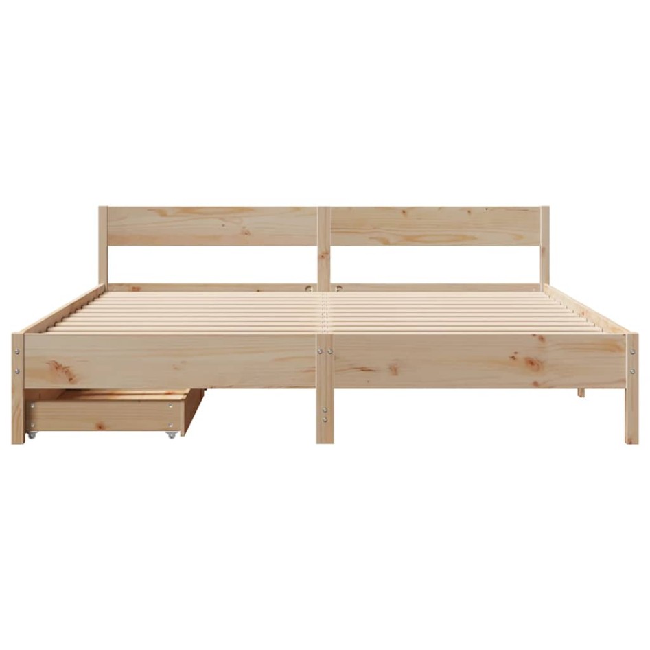 Estructura de cama sin colchón madera maciza de pino 160x200