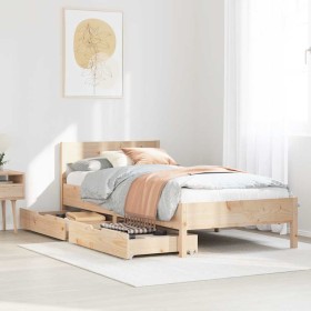 Estructura de cama sin colchón madera maciza de pino 100x200