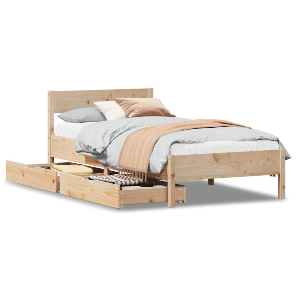 Estructura de cama sin colchón madera maciza de pino 100x200