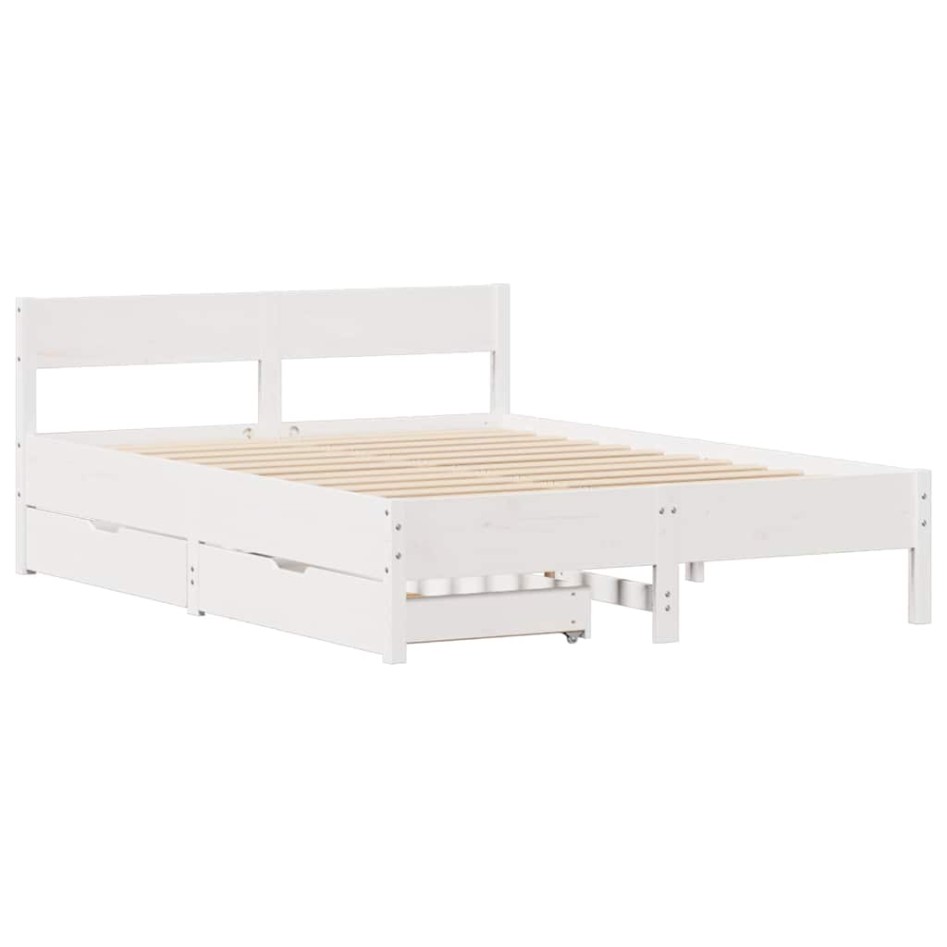 Estructura de cama sin colchón madera de pino blanca 140x190