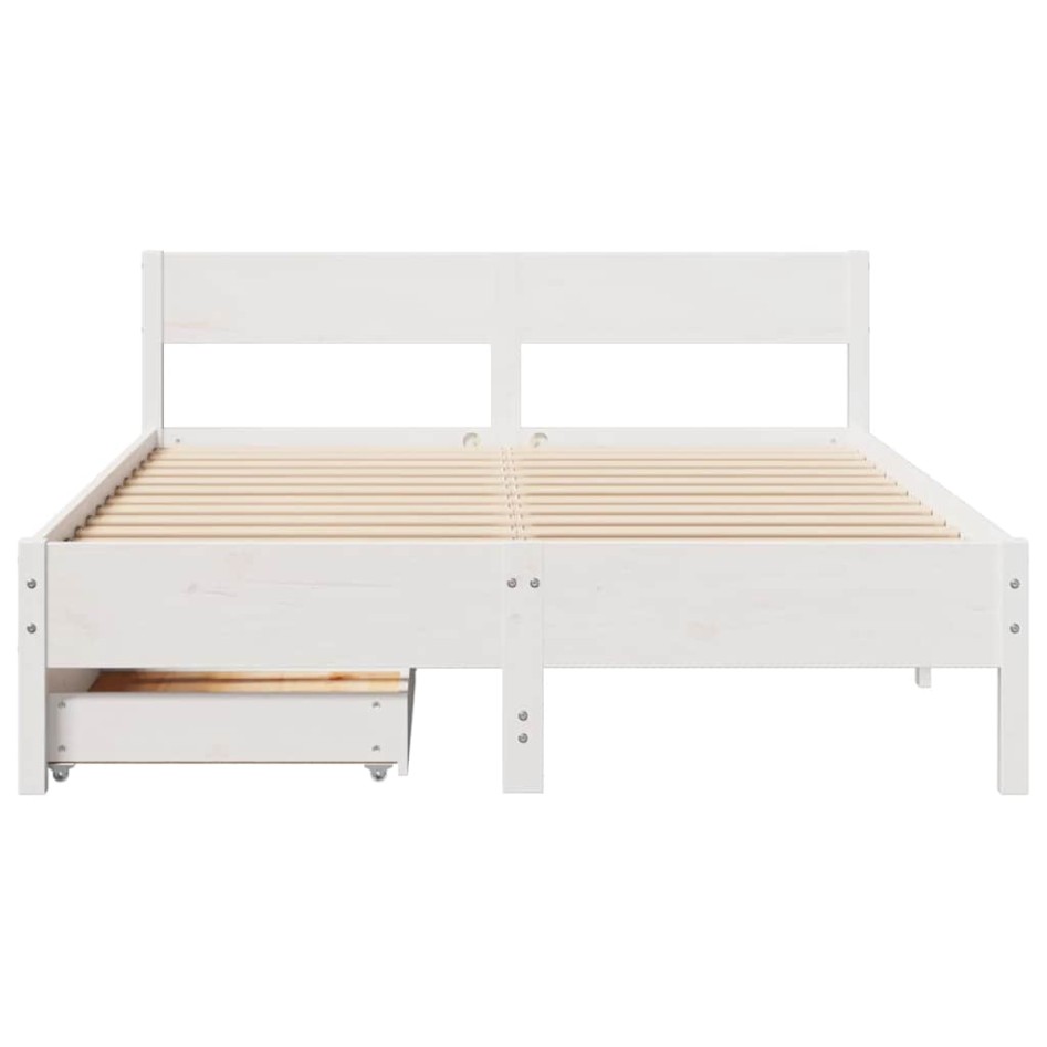 Estructura de cama sin colchón madera de pino blanca 140x190