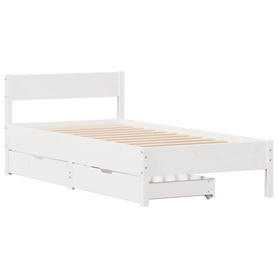 Estructura de cama sin colchón madera maciza blanca 75x190