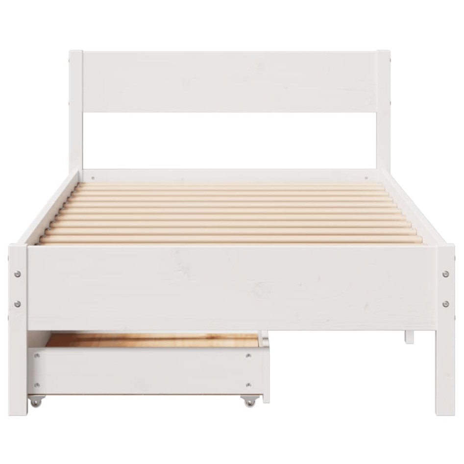 Estructura de cama sin colchón madera maciza blanca 75x190