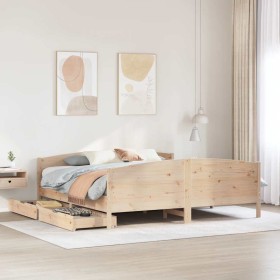 Estructura de cama sin colchón madera maciza de pino 200x200