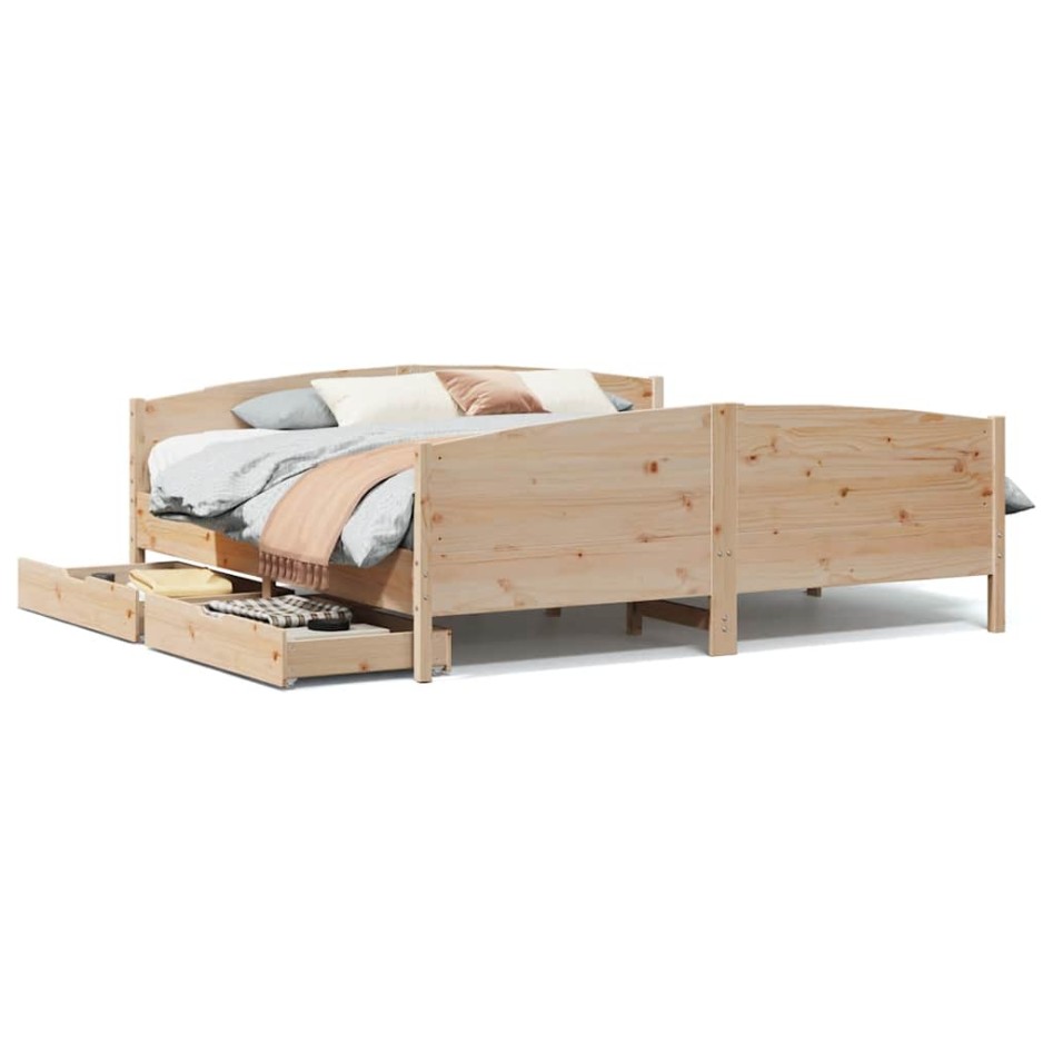 Estructura de cama sin colchón madera maciza de pino 200x200