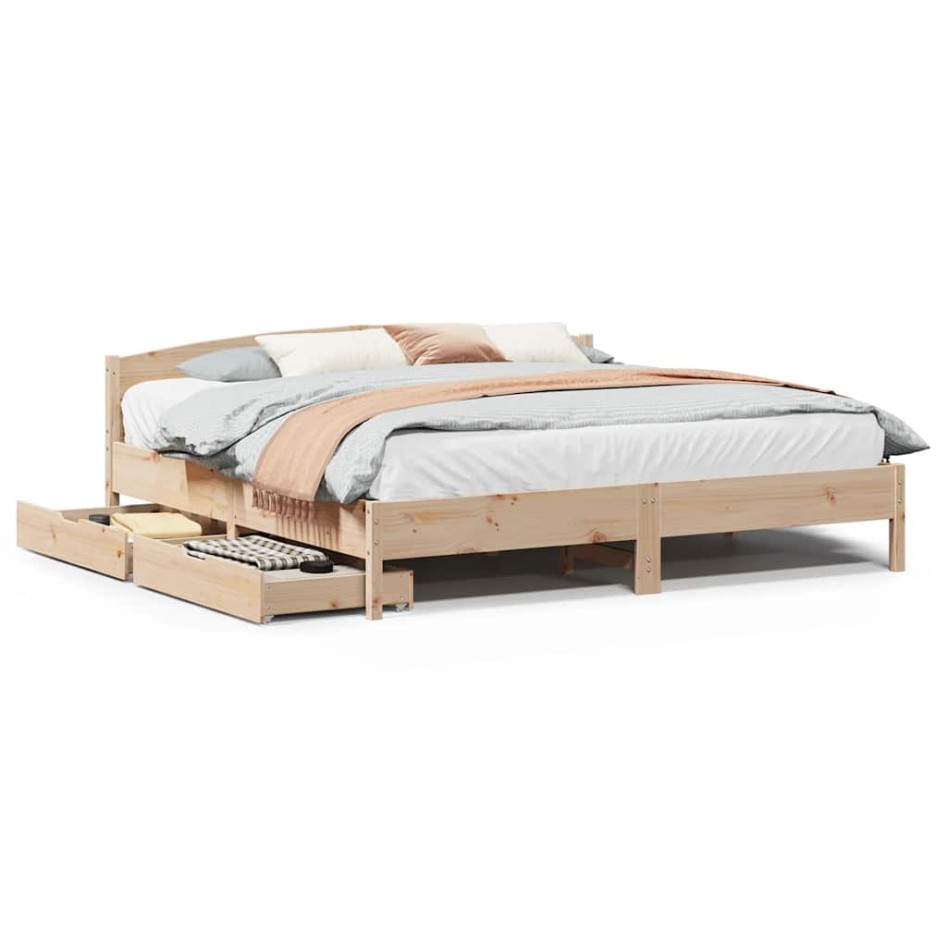 Estructura de cama sin colchón madera maciza de pino 180x200