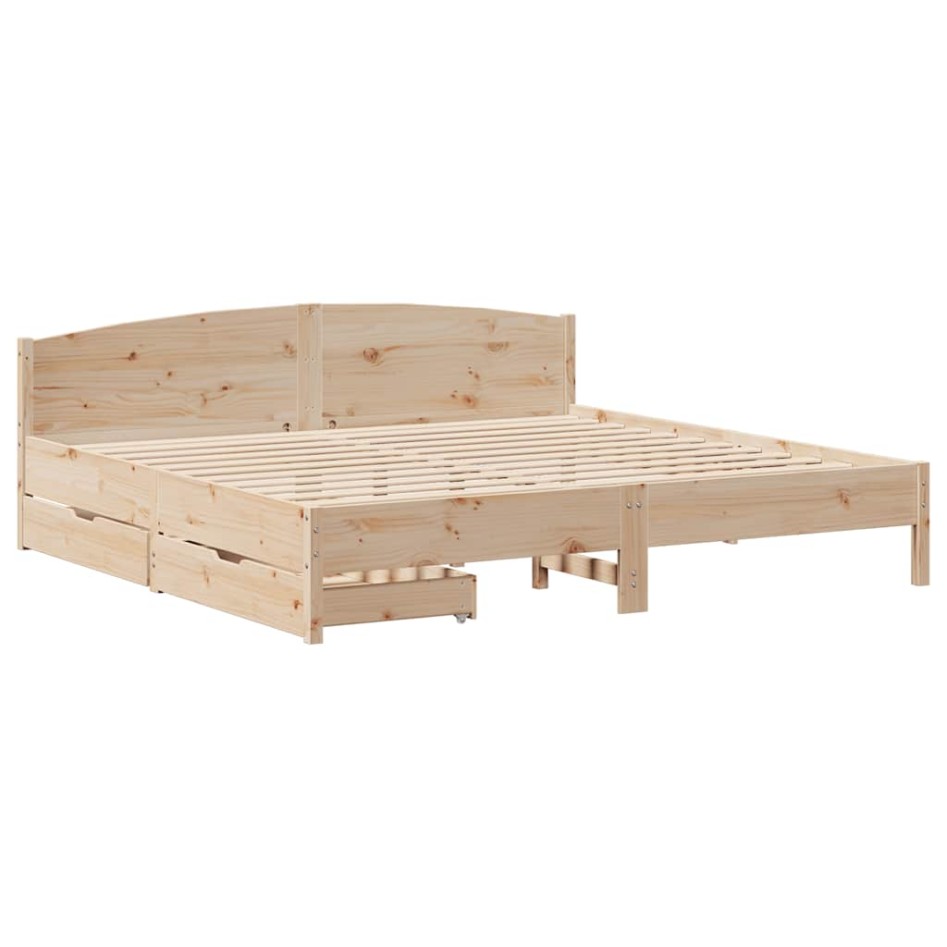 Estructura de cama sin colchón madera maciza de pino 180x200