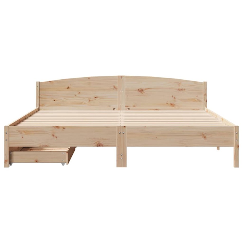Estructura de cama sin colchón madera maciza de pino 180x200
