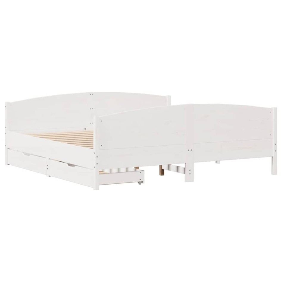 Estructura de cama sin colchón madera maciza de pino 160x200