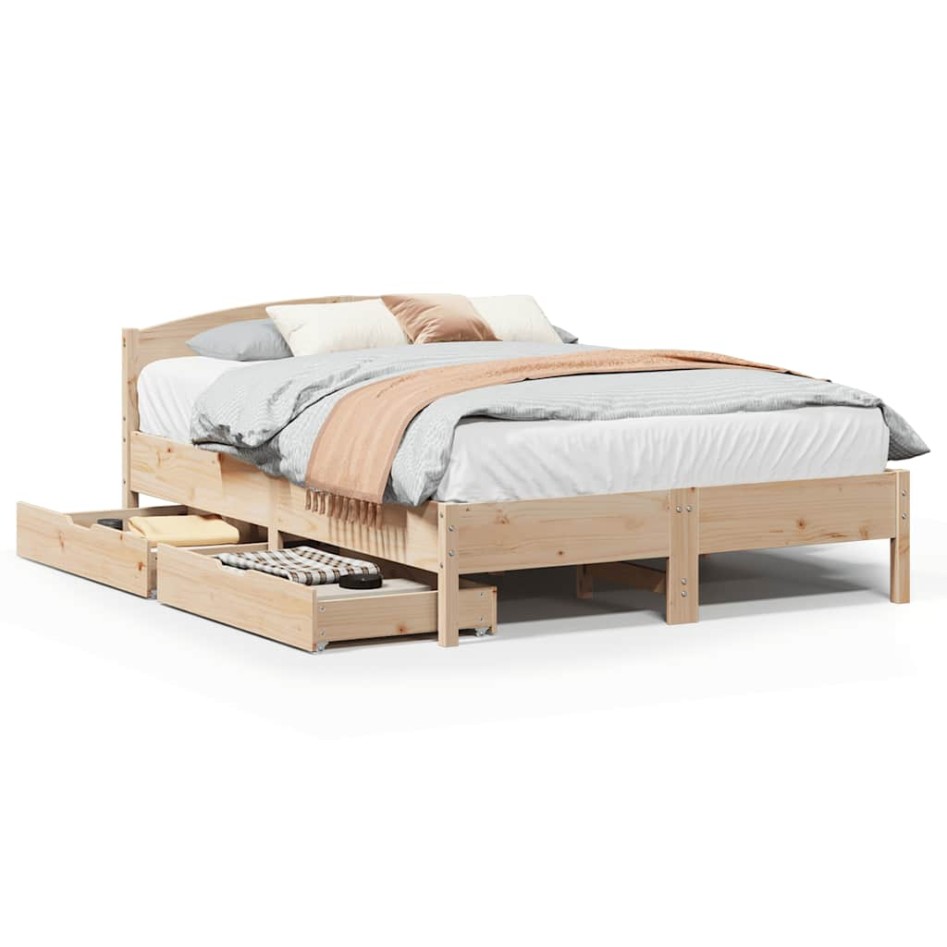 Estructura de cama sin colchón madera de pino maciza 120x200