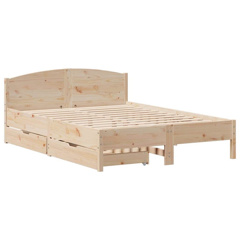 Estructura de cama sin colchón madera de pino maciza 120x200