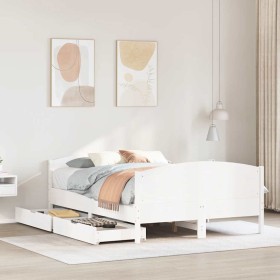 Estructura de cama sin colchón madera de pino blanca 140x190