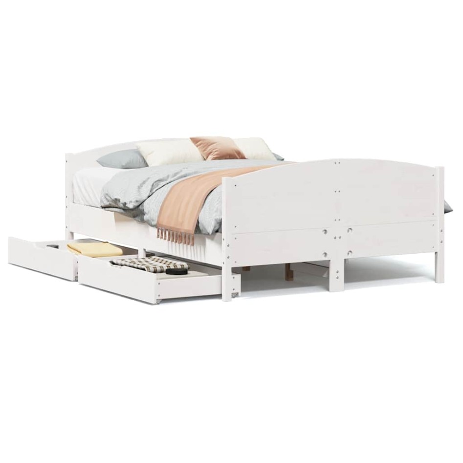 Estructura de cama sin colchón madera de pino blanca 140x190