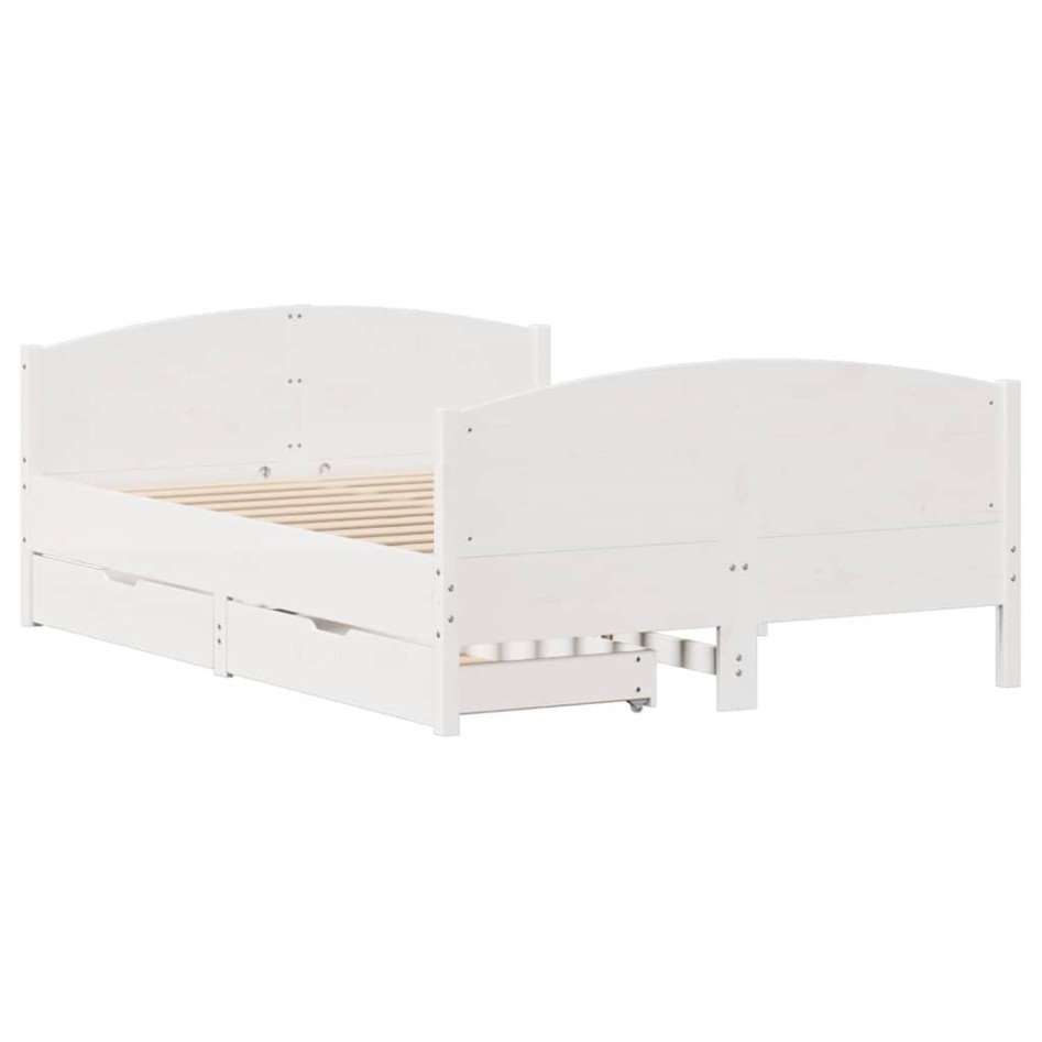 Estructura de cama sin colchón madera de pino blanca 140x190