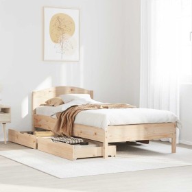 Estructura de cama sin colchón madera maciza de pino 90x200