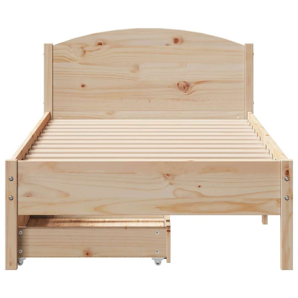 Estructura de cama sin colchón madera maciza de pino 90x200