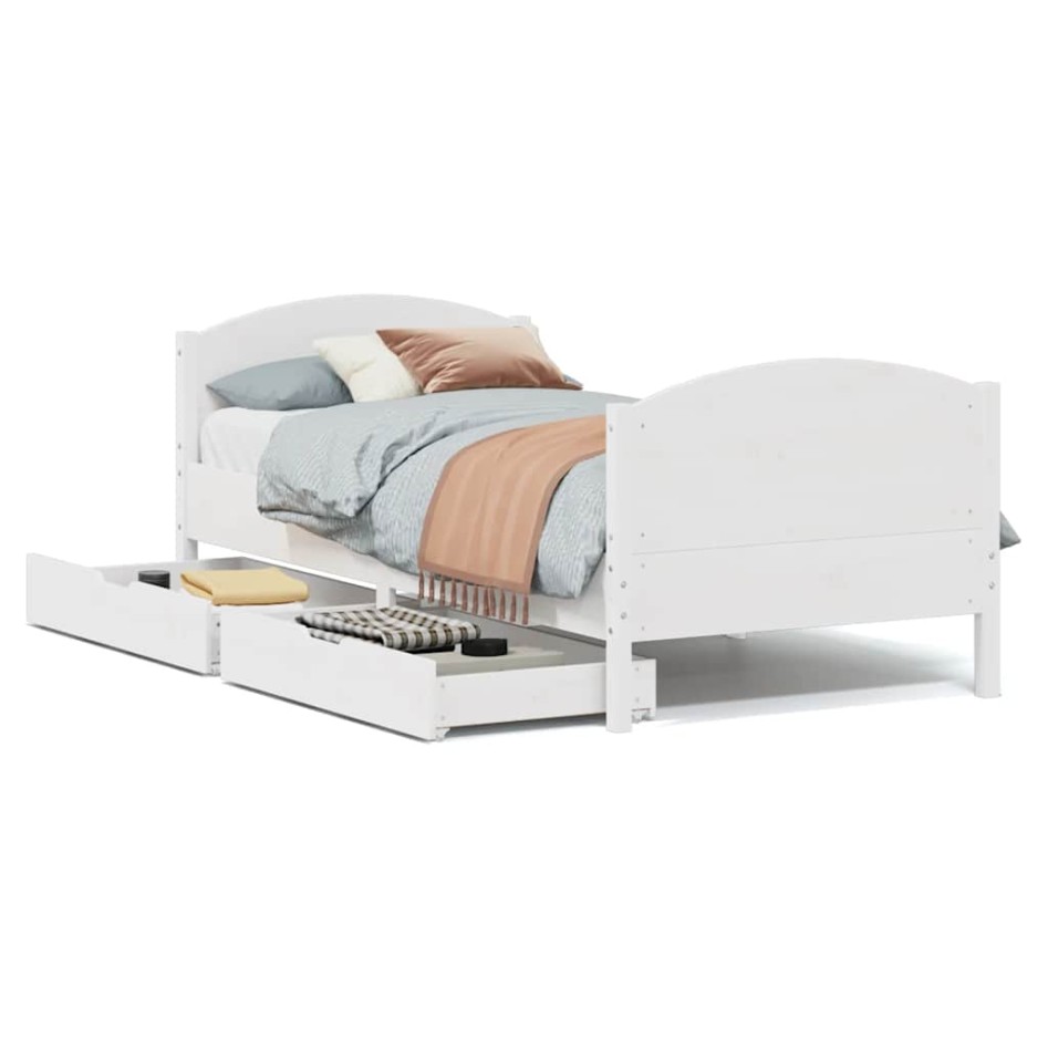 Estructura de cama sin colchón madera de pino blanca 90x200