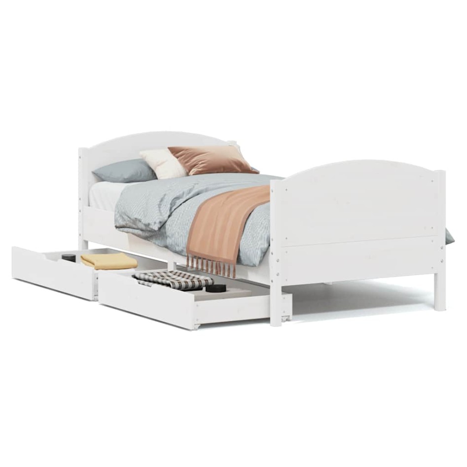 Estructura de cama sin colchón madera maciza blanca 75x190