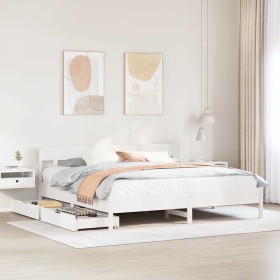 Cama sin colchón madera maciza de pino blanca 180x200