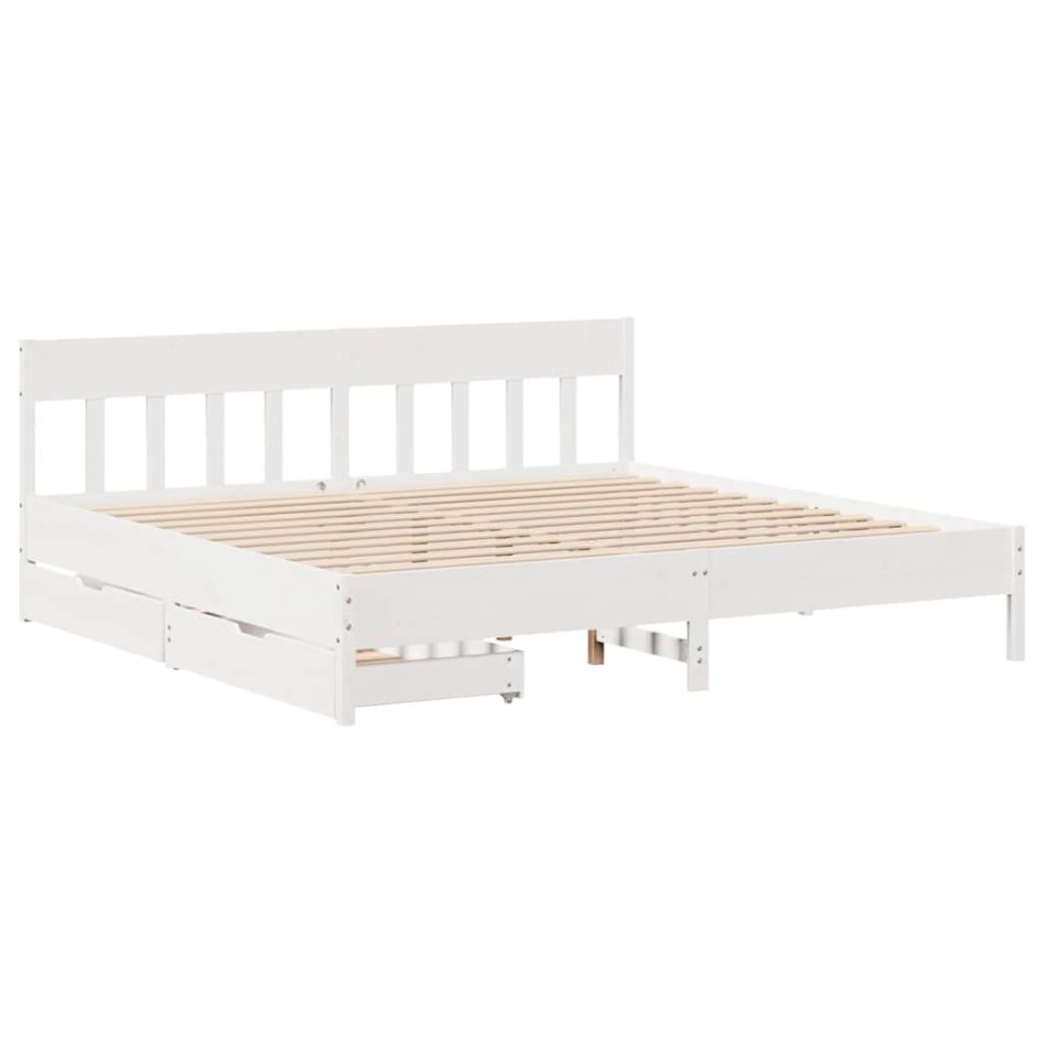 Cama sin colchón madera maciza de pino blanca 180x200