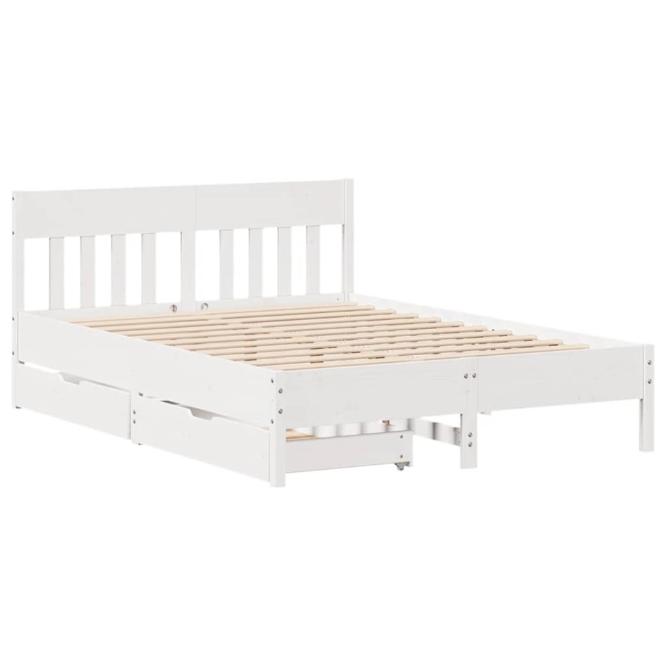 Estructura de cama sin colchón madera de pino blanca 150x200