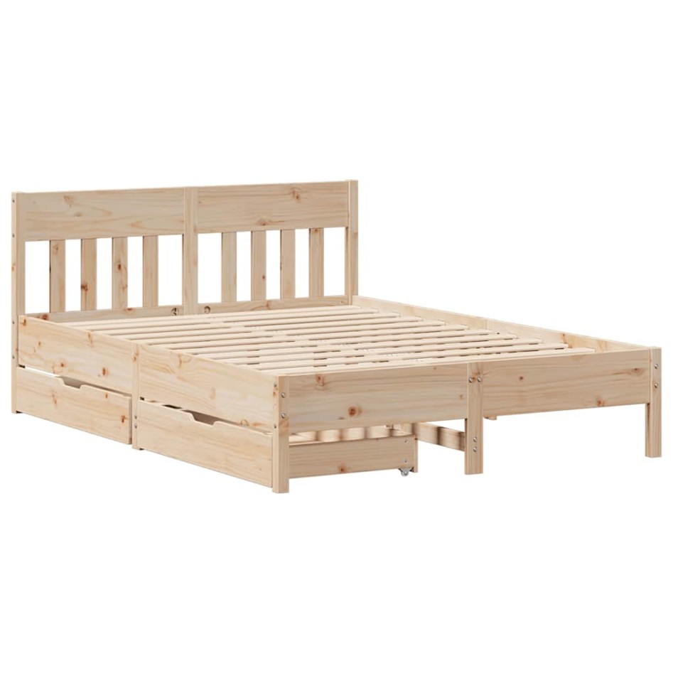 Estructura de cama sin colchón madera de pino blanca 140x200