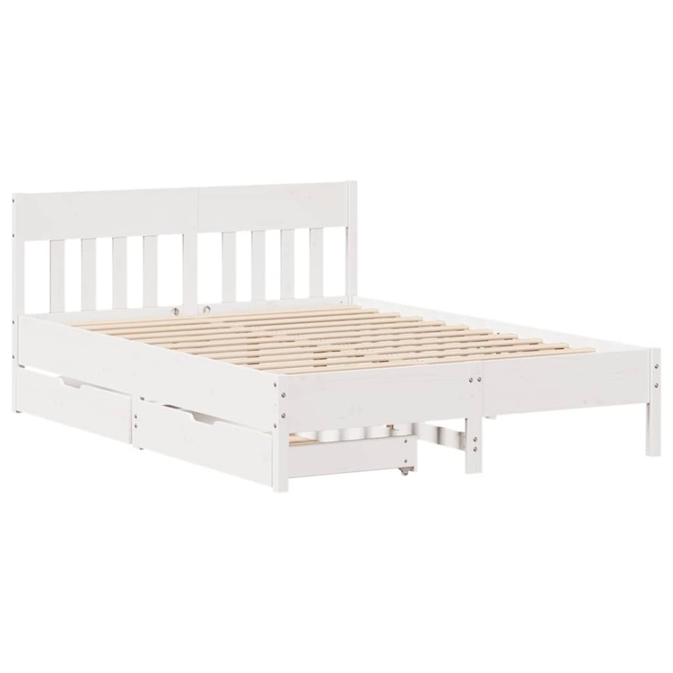 Estructura de cama sin colchón madera de pino blanca 140x190