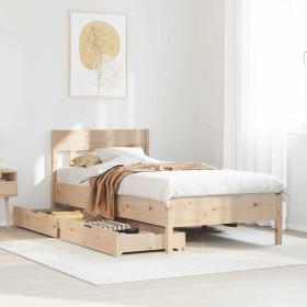 Estructura de cama sin colchón madera maciza de pino 90x190