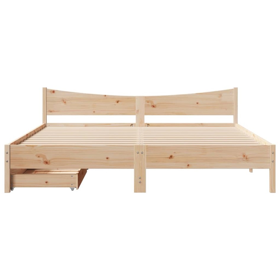 Estructura de cama con cajones madera maciza de pino 200x200