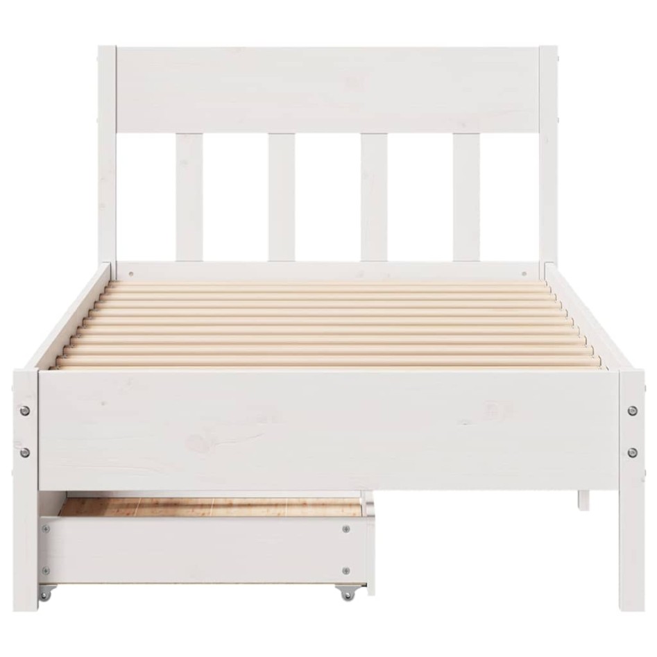Estructura de cama sin colchón madera maciza blanca 75x190