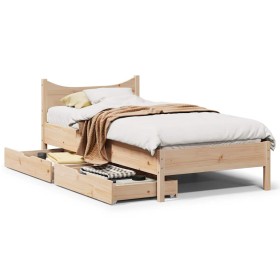 Estructura de cama con cajones madera maciza de pino 90x200