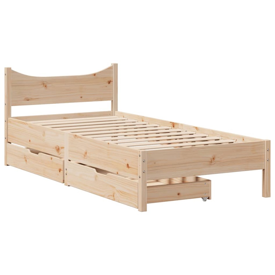 Estructura de cama con cajones madera maciza de pino 90x200