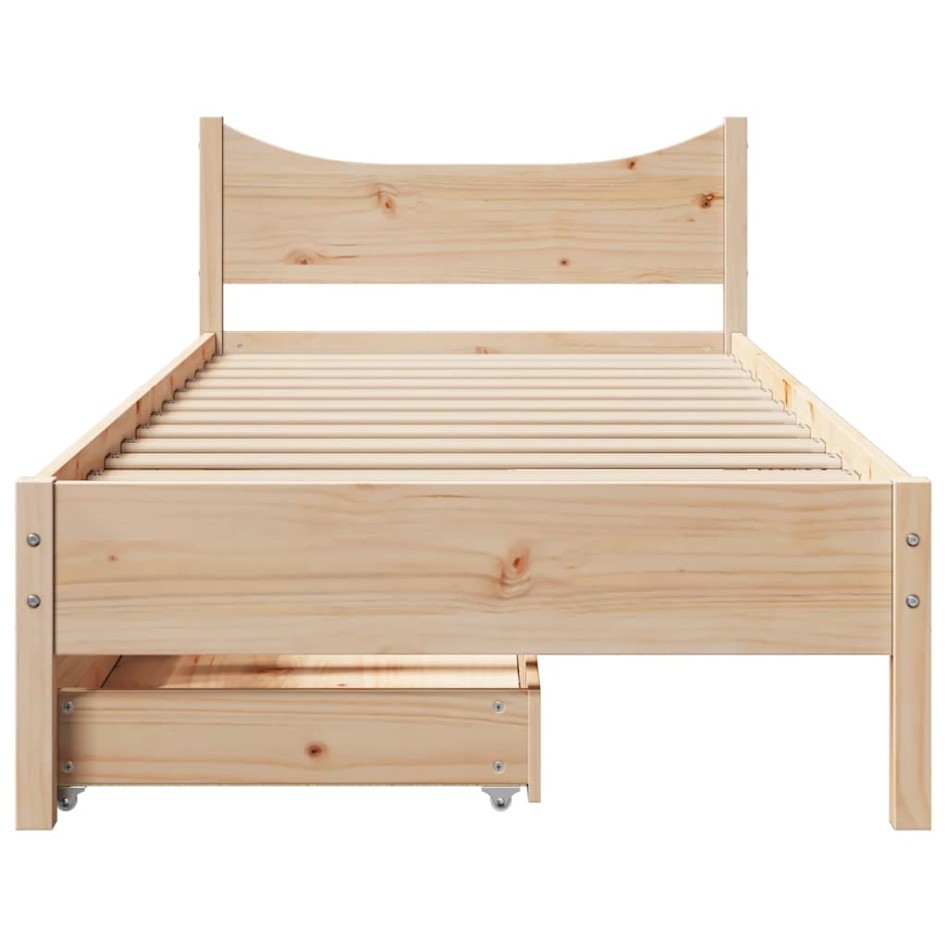 Estructura de cama con cajones madera maciza de pino 90x200