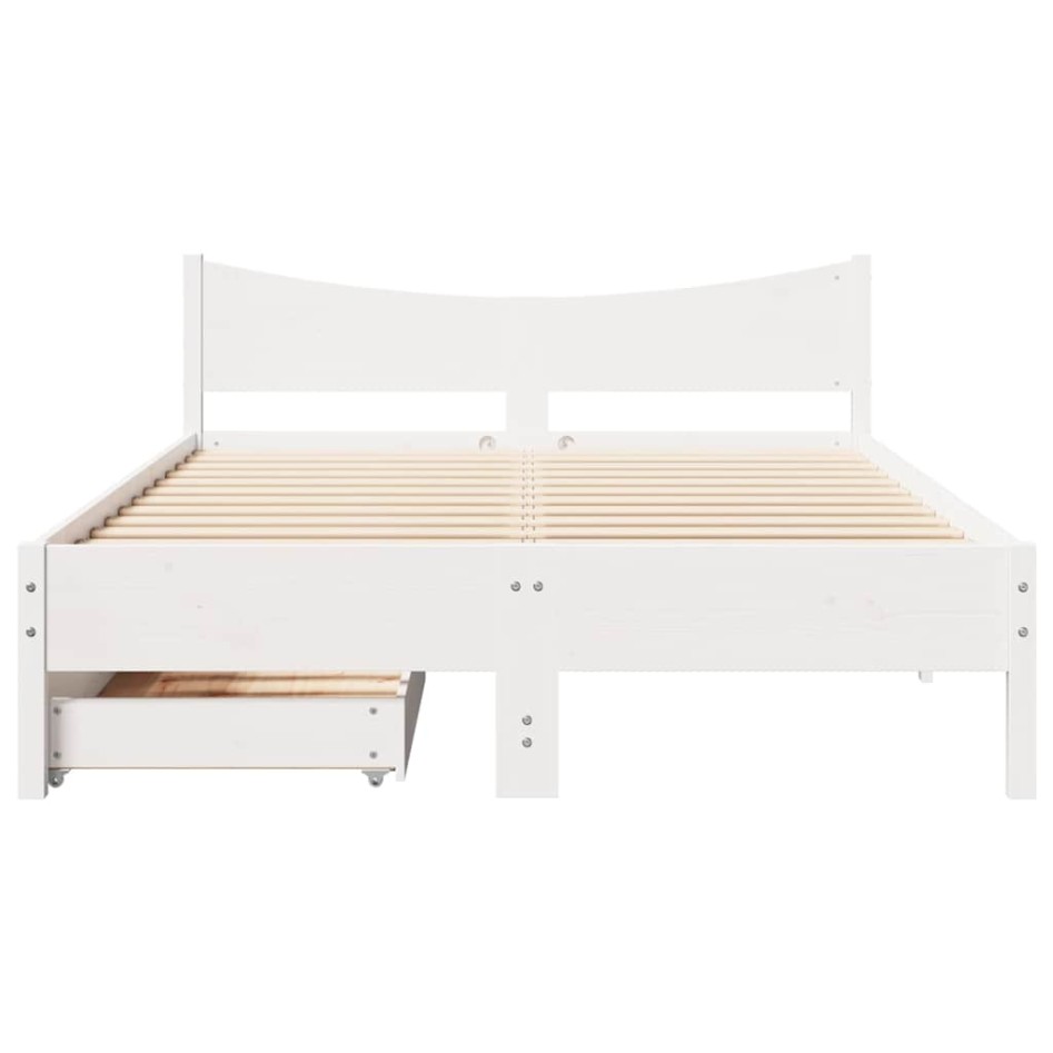 Estructura de cama con cajones madera de pino blanca 135x190