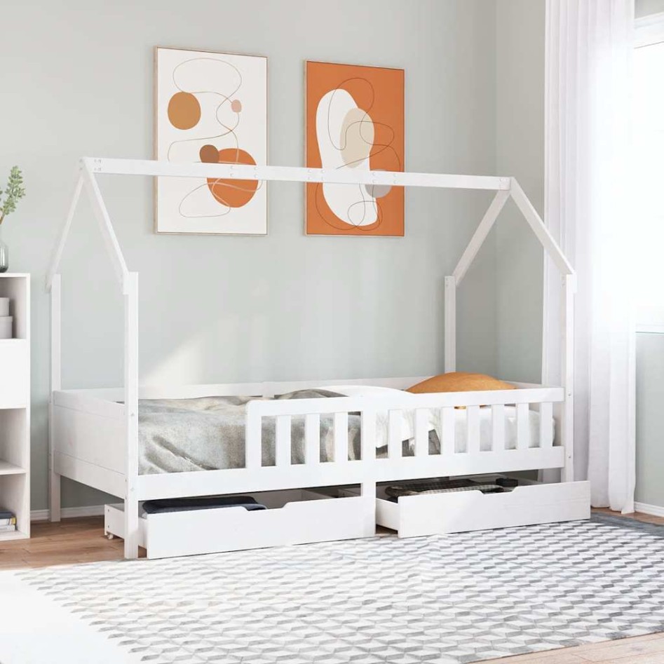 Estructura de cama para niños con cajones madera pino 90x200
