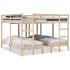 Estructura de litera triple madera de pino 200x200/80x200