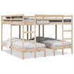 Estructura de litera triple madera de pino 200x200/80x200 cm