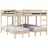 Estructura de litera triple madera de pino 200x200/80x200