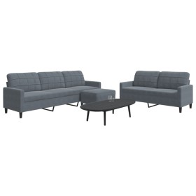 Juego de sofás con cojines 3 piezas terciopelo gris
