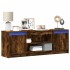 Mueble de TV LED madera ingeniería roble ahumado 139,5x34x50