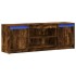 Mueble de TV LED madera ingeniería roble ahumado 139,5x34x50