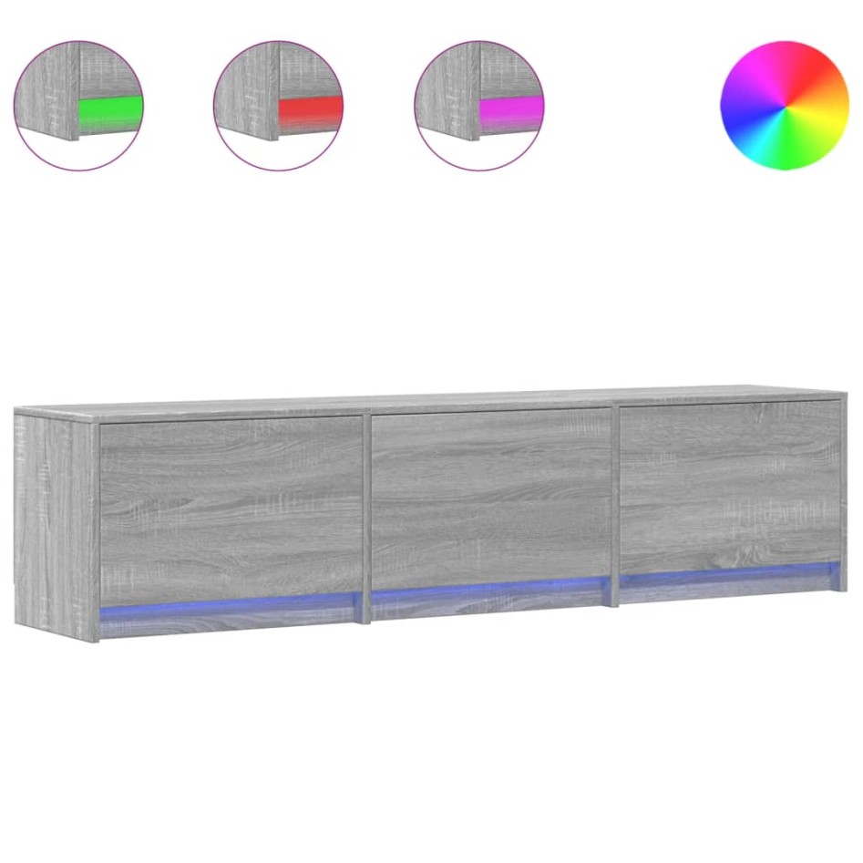 Mueble de TV con LED madera ingeniería gris Sonoma 165x34x40