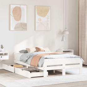 Estructura de cama sin colchón madera de pino blanco 135x190