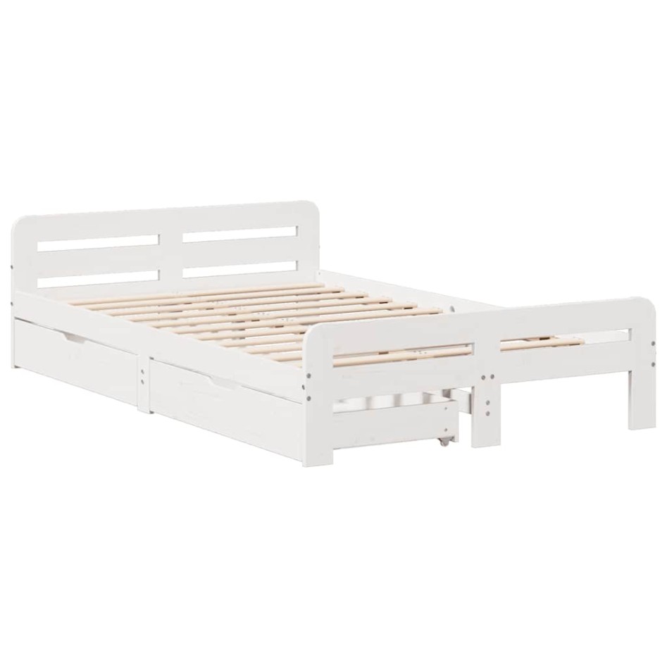 Estructura de cama sin colchón madera de pino blanco 135x190