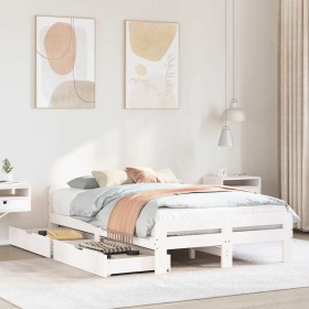 Estructura de cama sin colchón madera de pino blanca 120x200