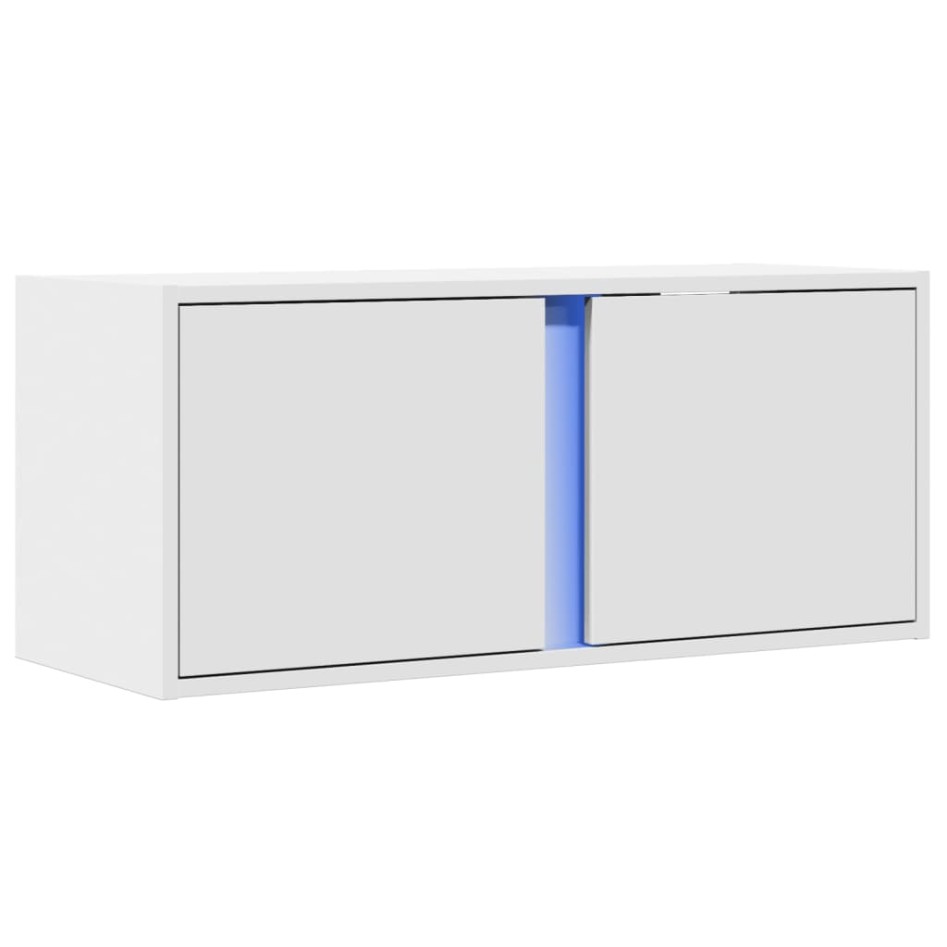 Mueble de TV de pared con luces LED blanco 80x31x35