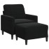 Sillón con taburete terciopelo negro 60