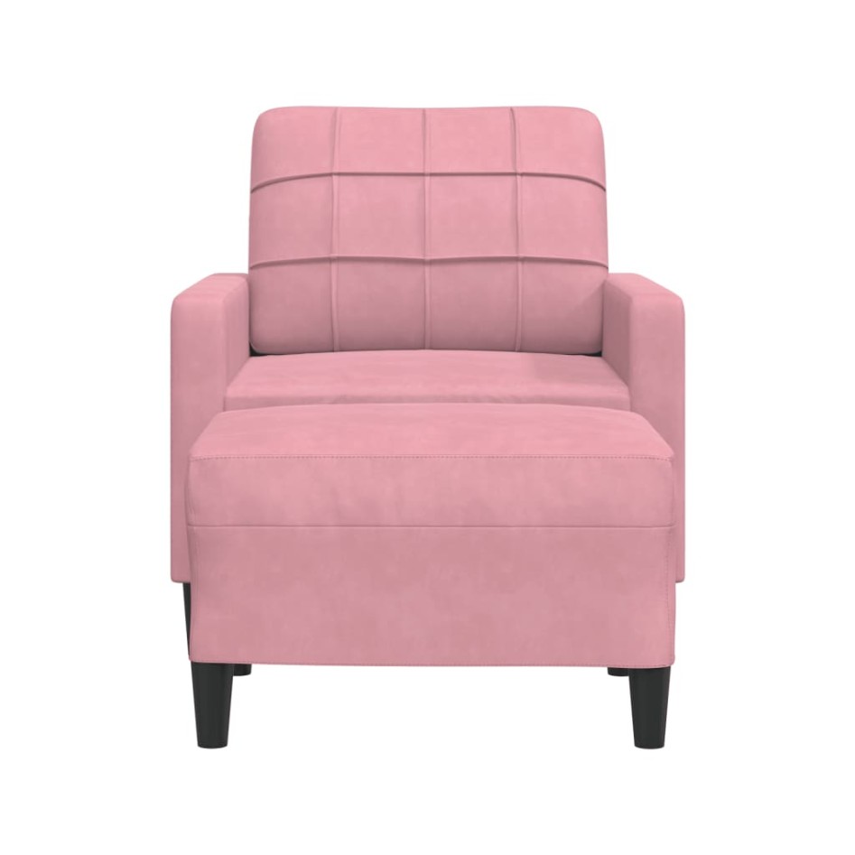 Sillón con taburete terciopelo rosa 60