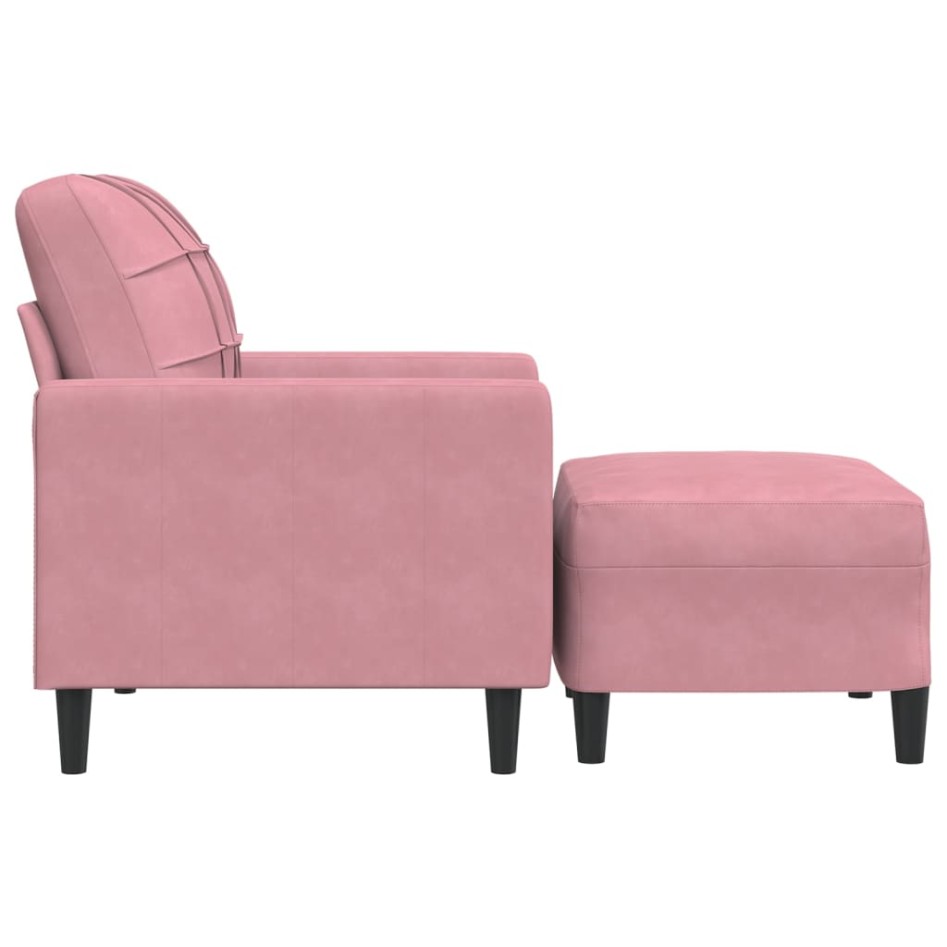 Sillón con taburete terciopelo rosa 60